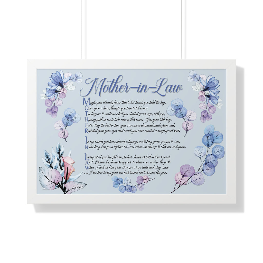 "My Mother, My Friend" Framed Acrostic Poem Print - Translucent Flower