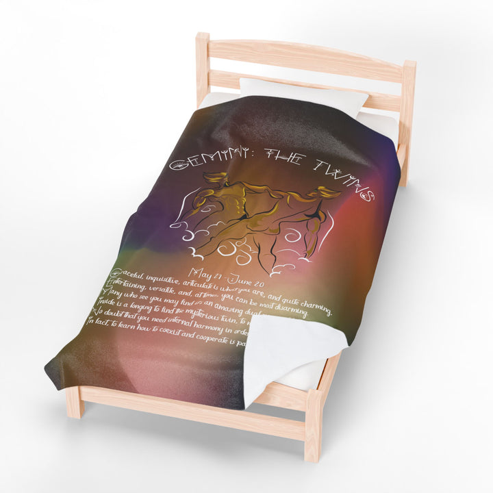 Gemini Acrostic Poem Velveteen Plush Blanket - Colored