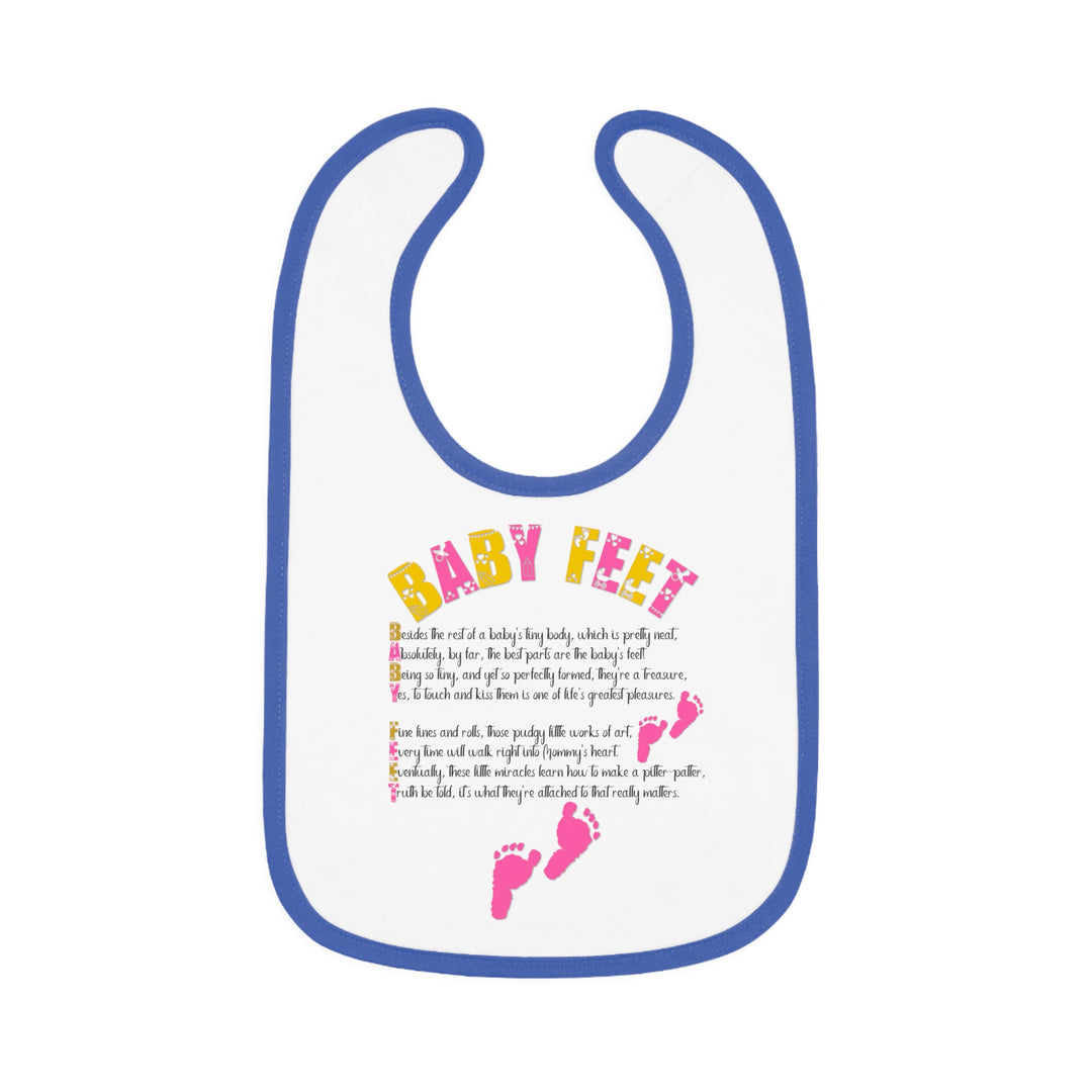 Baby Steps Acrostic Poem - Contrast Trim Jersey Bib - "Baby Feet" Pink Footprints