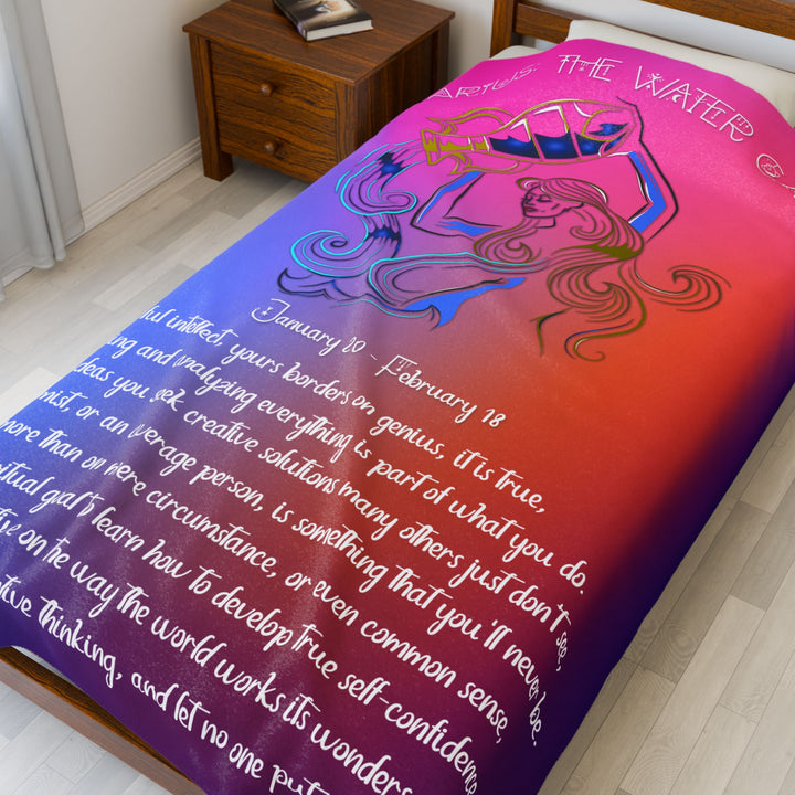 Aquarius Acrostic Poem Velveteen Plush Blanket