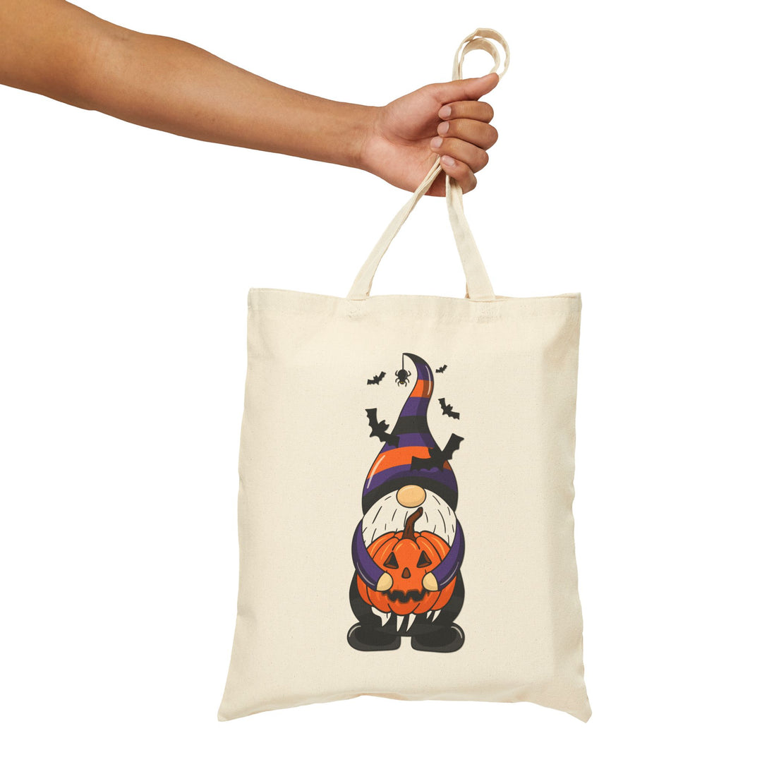 "Happy Halloween" Acrostic Poem Canvas Candy Tote Bag - Gnome - No Personalization
