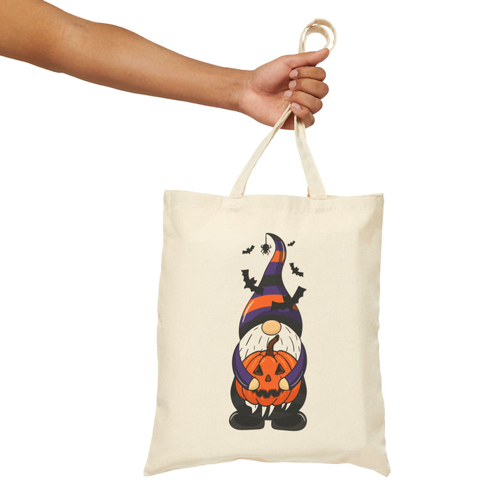 "Happy Halloween" Acrostic Poem Canvas Candy Tote Bag - Gnome - No Personalization