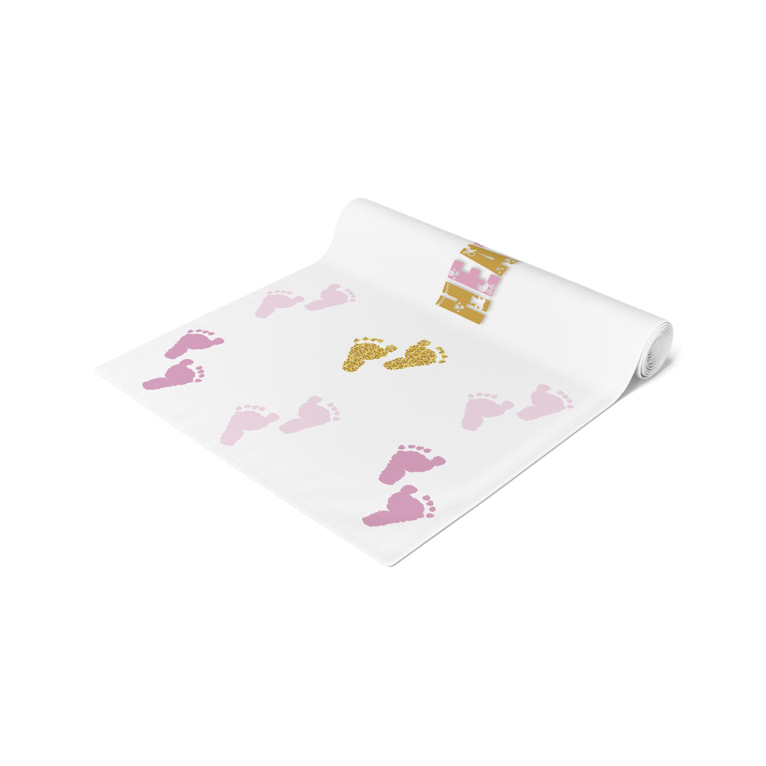 “Baby Feet” Table Runner - Pink-Gold - Personalized