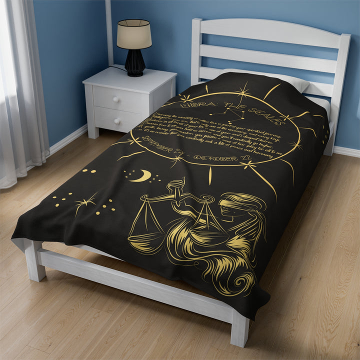 Written in the Stars Velveteen plush blanket with acrostic poem spelling out "Libra"