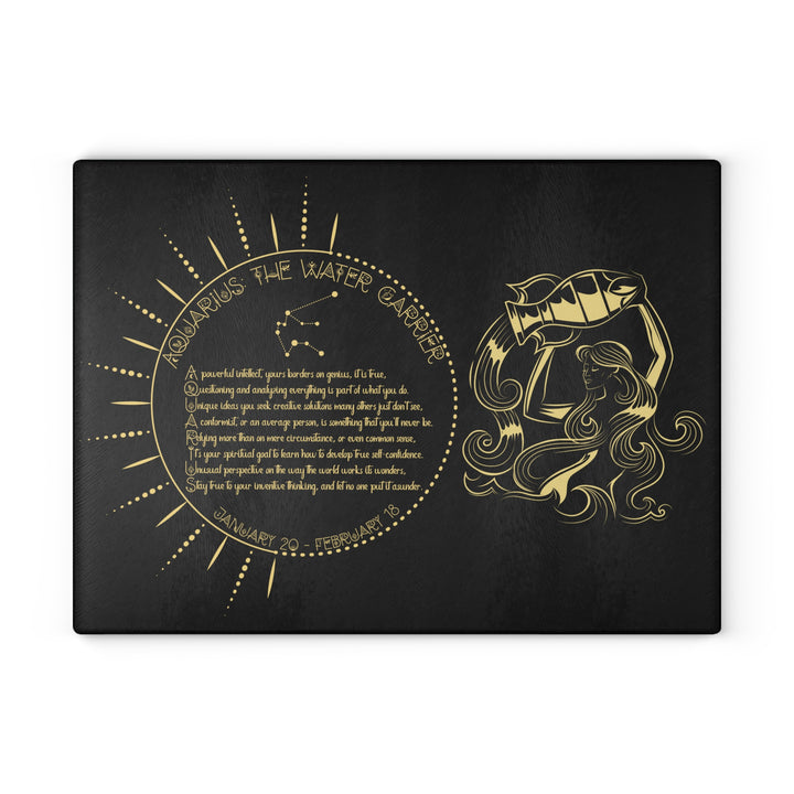 Aquarius Acrostic Poem Glass Cutting Board