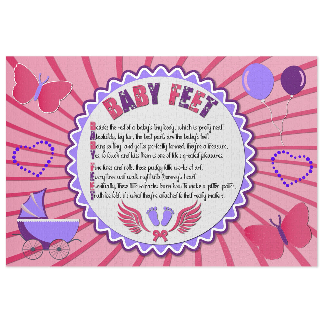 Baby Feet Acrostic Poem Puzzle - Baby feet - Pink-Wings - Tin Box