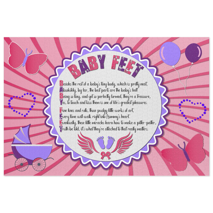 Baby Feet Acrostic Poem Puzzle - Baby feet - Pink-Wings - Tin Box