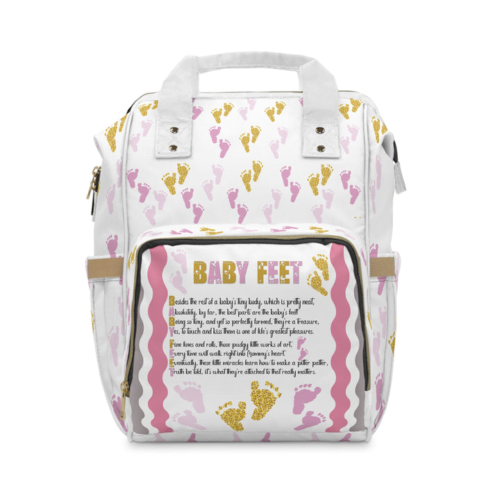 Baby Feet Acrostic Poem Multifunctional Diaper Backpack - Footprints - No Personalization