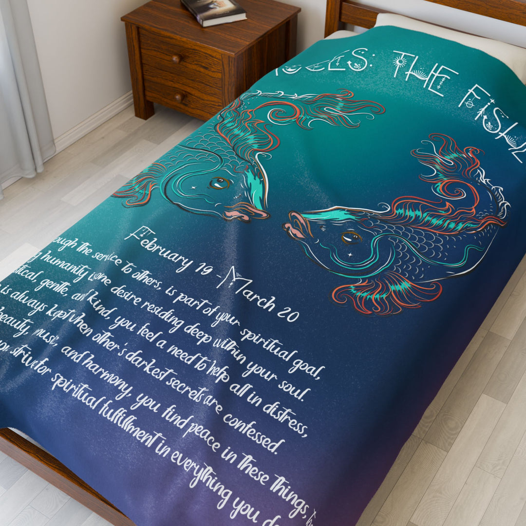 Pisces Acrostic Poem Velveteen Plush Blanket