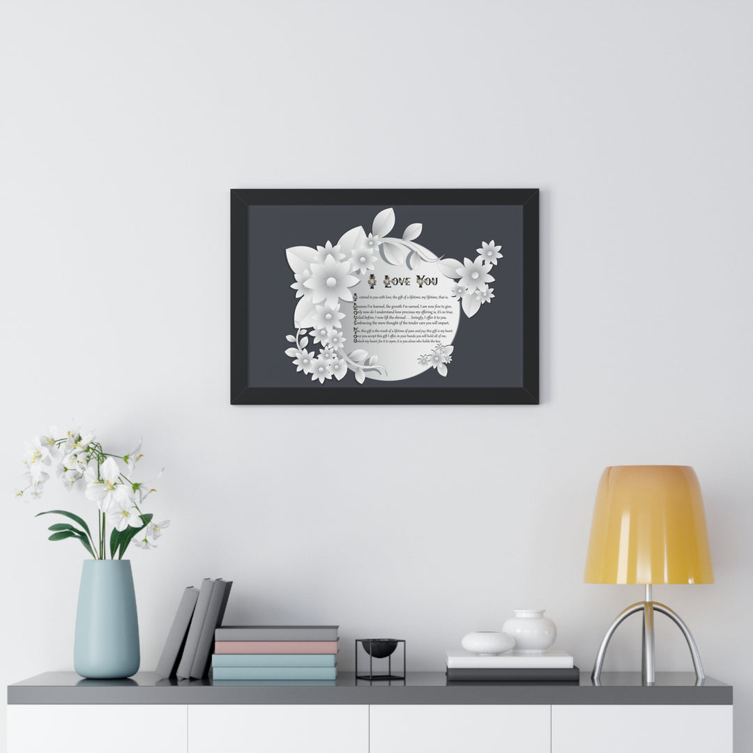 It's Just a Phrase "I Love You" Framed Acrostic Poem Print- Floral