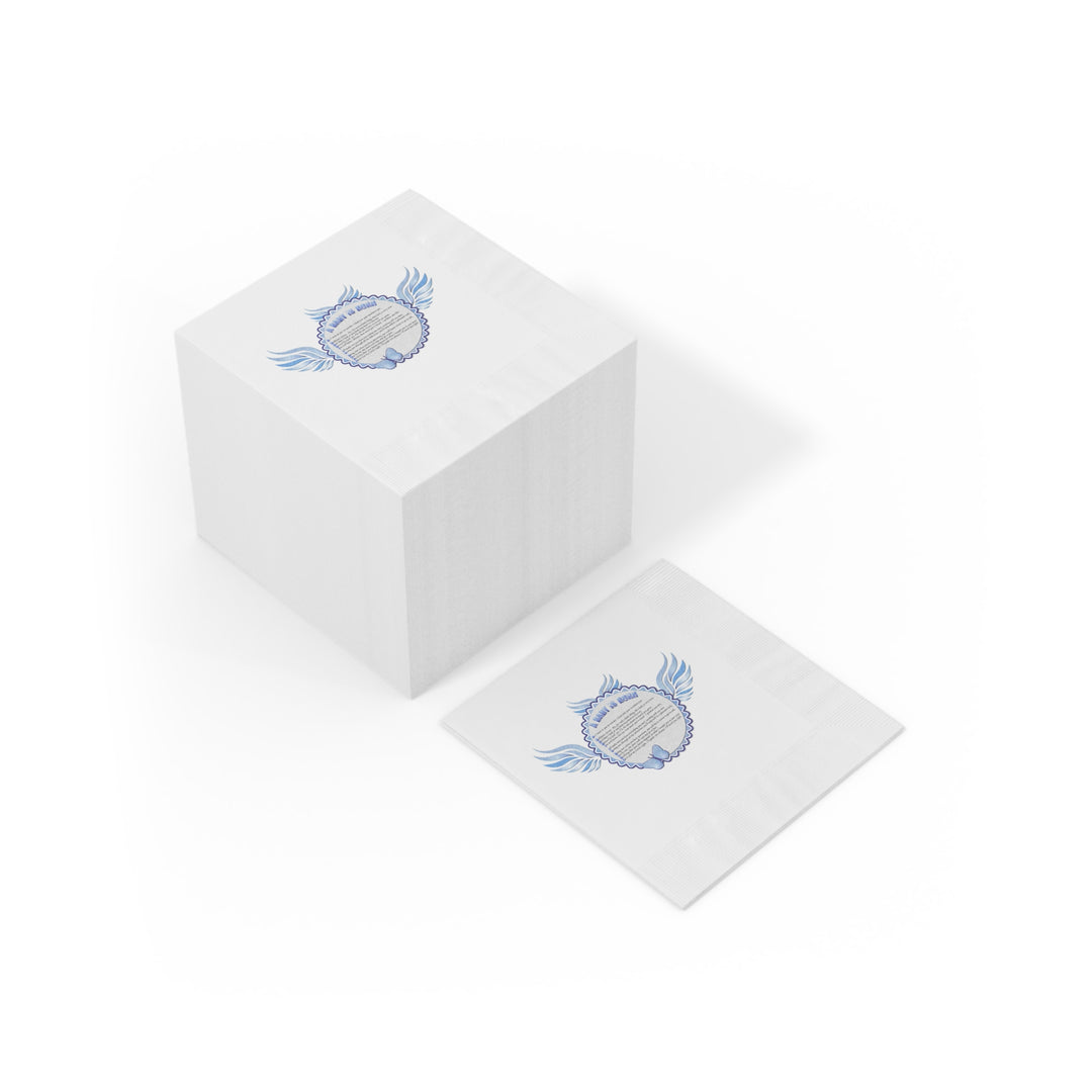 A Baby is Born Baby Shower Coined Napkins - Blue Wings
