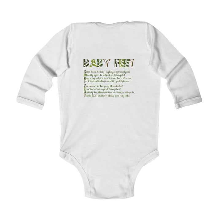 Baby Feet Acrostic Poem Infant Long Sleeve Bodysuit - Camo - Personalized