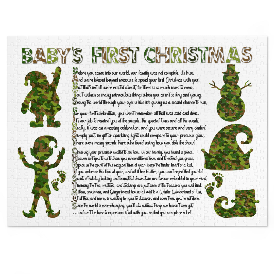 Baby's First Christmas Acrostic Poem Jigsaw Puzzle - Camo - Tin Box
