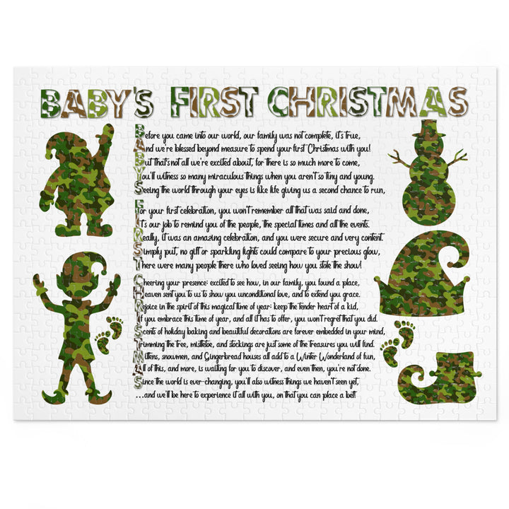 Baby's First Christmas Acrostic Poem Jigsaw Puzzle - Camo - Tin Box