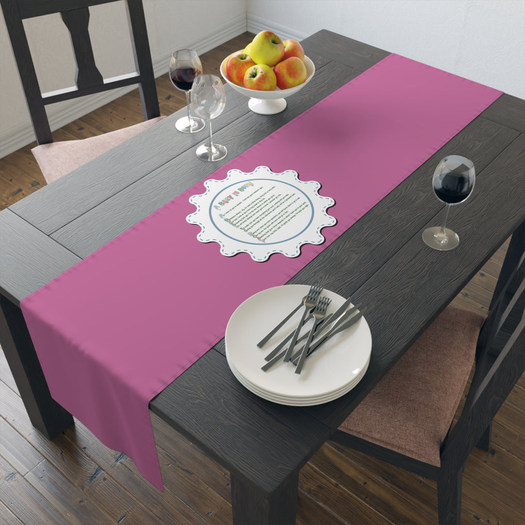 A Baby is Born Table Runner - Baby Items Font - Pink - No Personalization