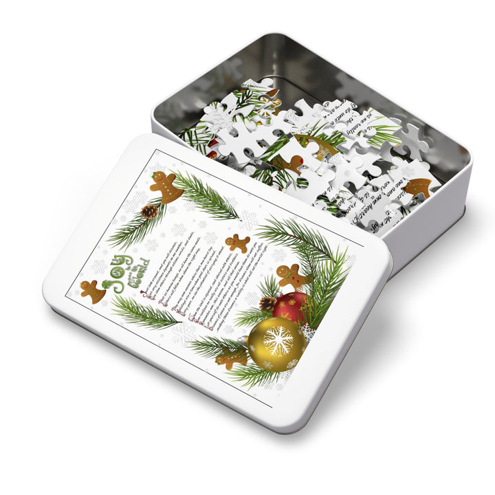 Joy to the World Acrostic Poem Puzzle - Gingerbread - Tin Box
