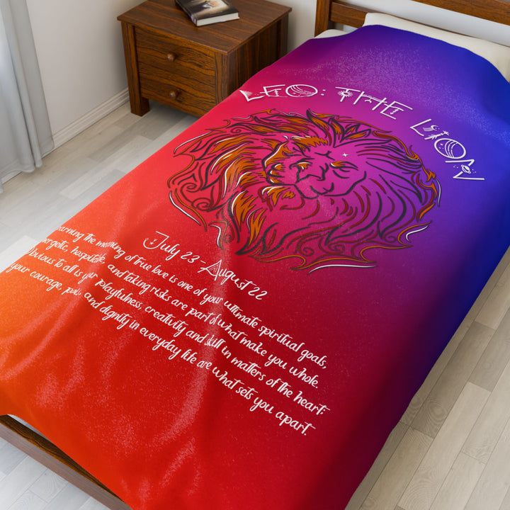 Leo Acrostic Poem Velveteen Plush Blanket - Colored
