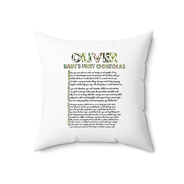 "Baby's First Christmas" Acrostic Poem Pillow - Camo Elf - Personalized