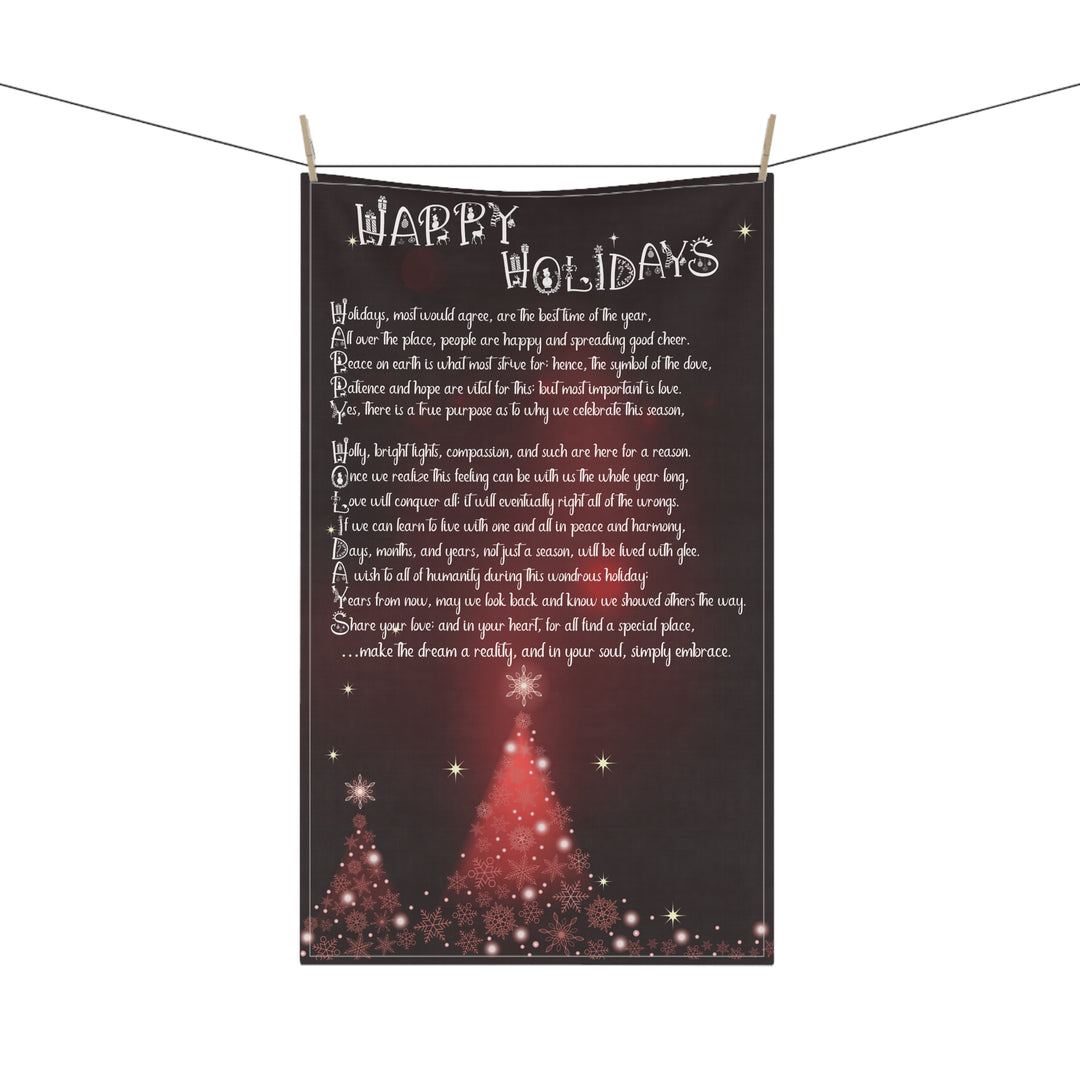 Happy Holidays Kitchen Towels - Burgandy