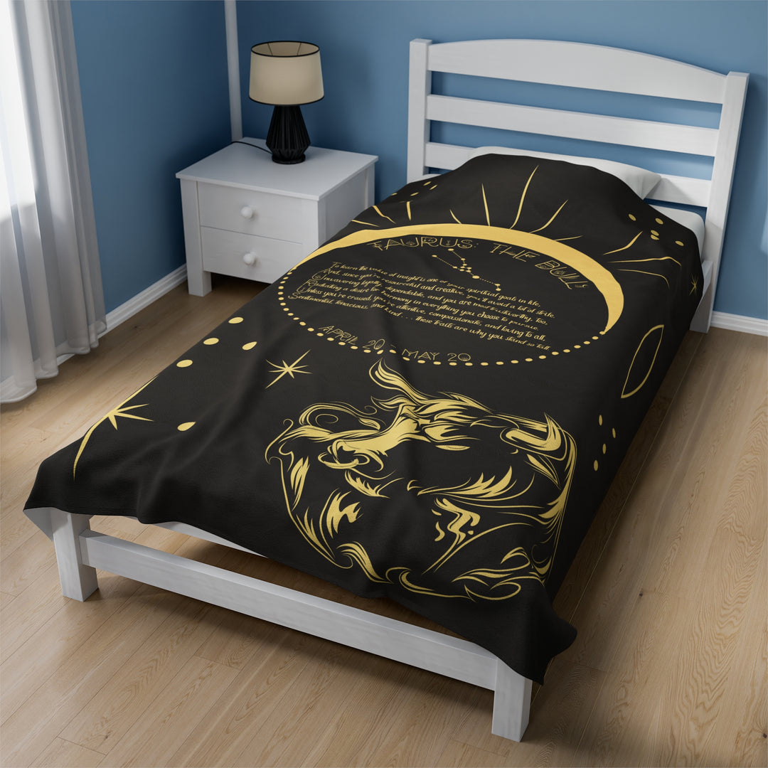 Written in the Stars Velveteen plush blanket with acrostic poem spelling out "Taurus"