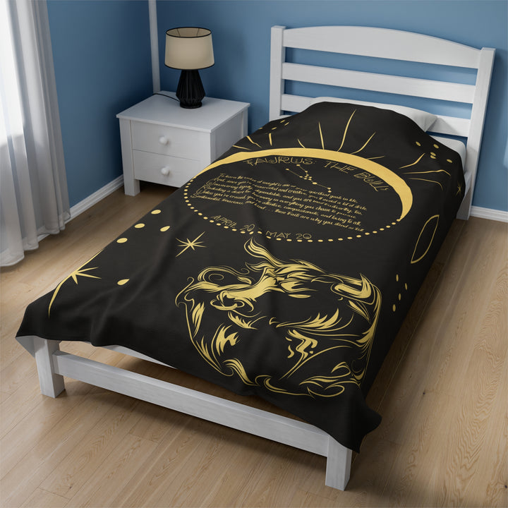 Written in the Stars Velveteen plush blanket with acrostic poem spelling out "Taurus"