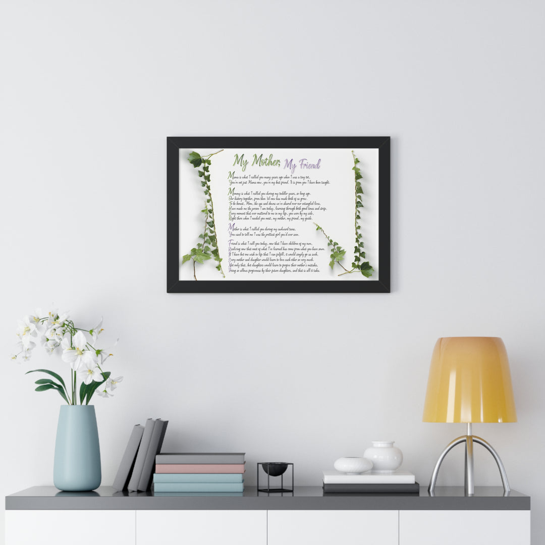 "My Mother, My Friend" Framed Acrostic Poem Print - Soft