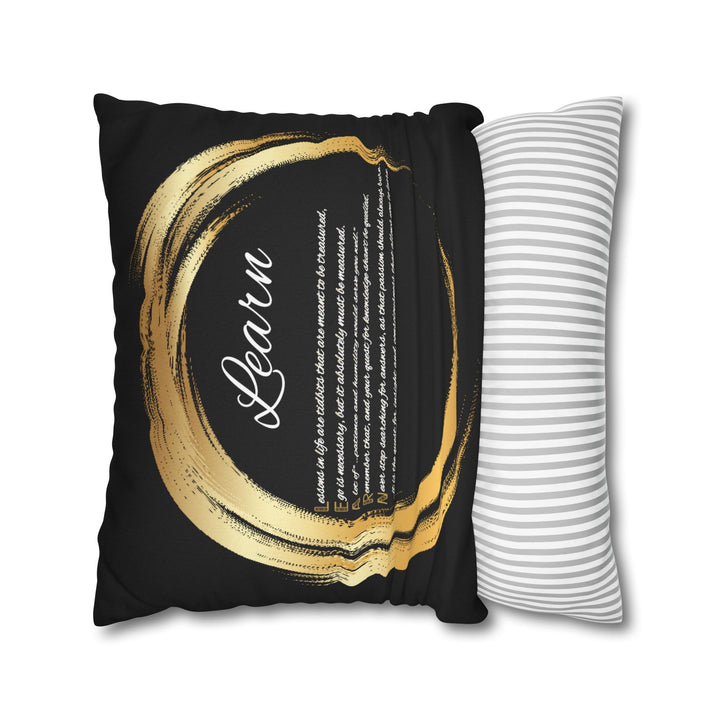 "Learn" Acrostic Poem Pillow Cover from "Learn, Lead, Believe" - Black