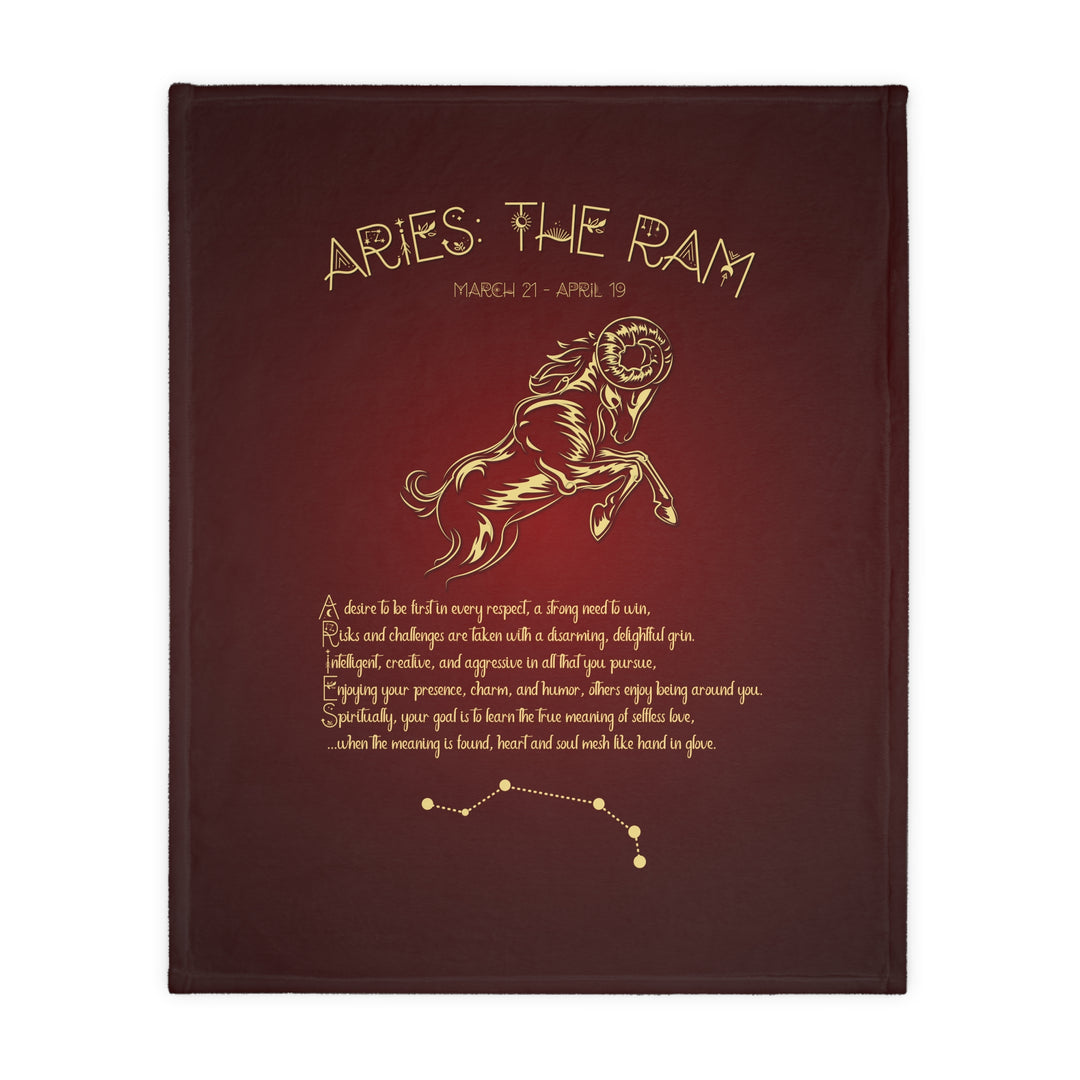 Aries Acrostic Poem Velveteen Microfiber Blanket (Two-sided print)