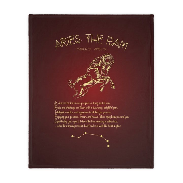 Aries Acrostic Poem Velveteen Microfiber Blanket (Two-sided print)