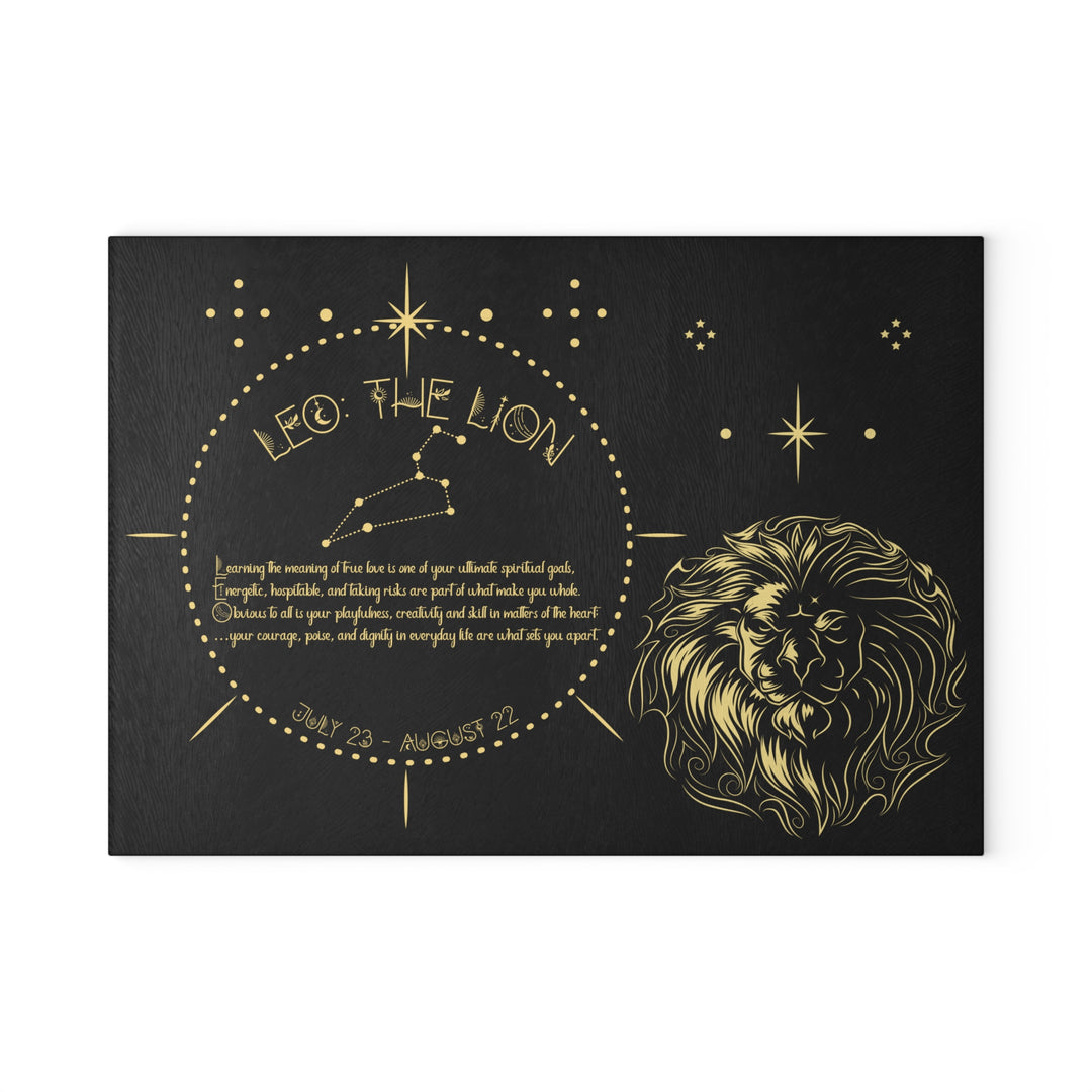Leo Acrostic Poem Glass Cutting Board