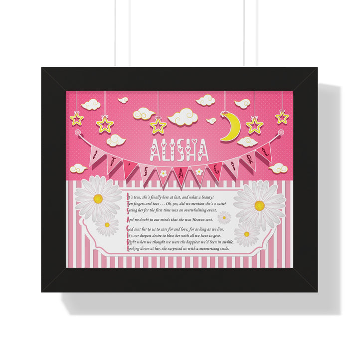 Baby Steps Framed Print Collection - Pink Stripes - "It's a Girl" Personalized
