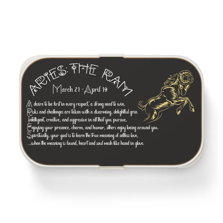 Aries Acrostic Poem Bento Lunch Box - Wooden Lid