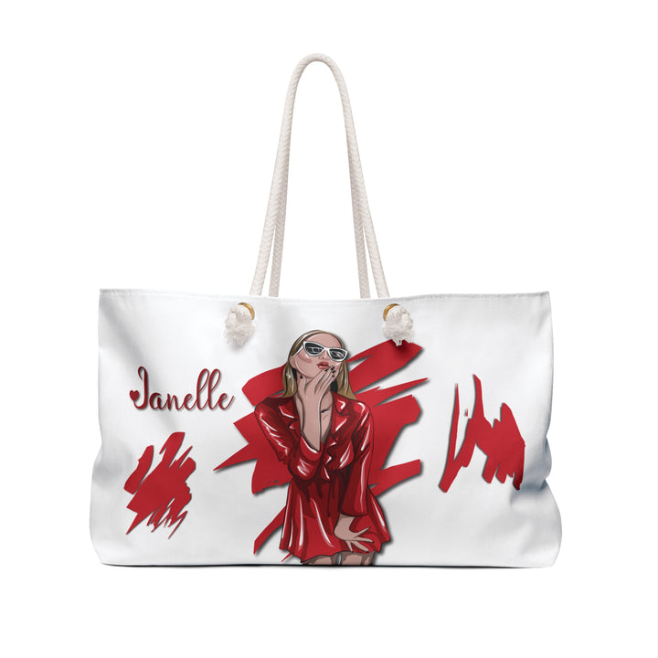 Forever Friends Acrostic Poem Tote Bag - White and Red Weekender - Personalized