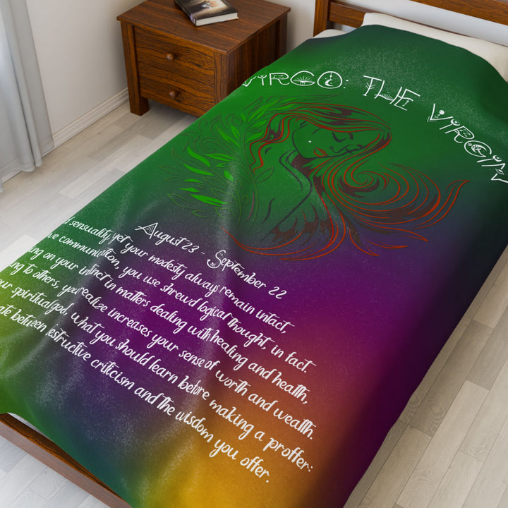Virgo Acrostic Poem Velveteen Plush Blanket - Colored
