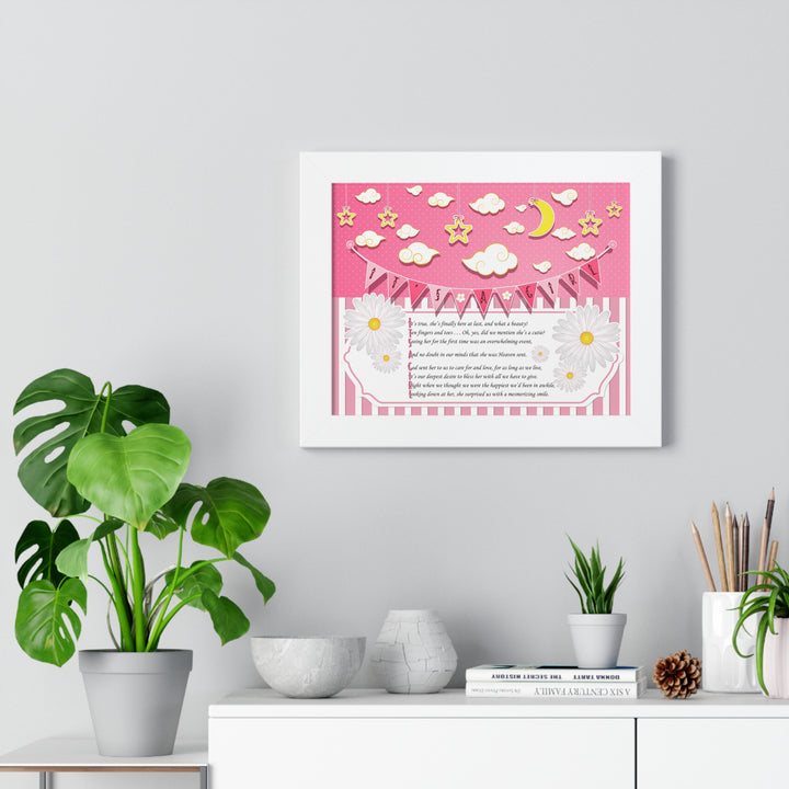 Baby Steps "It's a Girl" Framed Print - Pink Stripes -No Personalization
