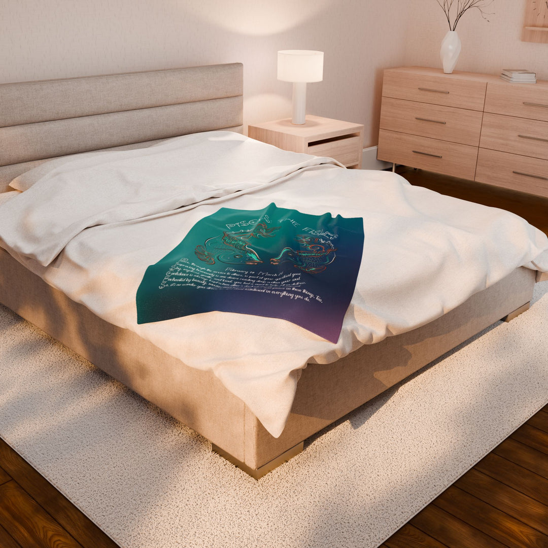 Pisces Acrostic Poem Velveteen Plush Blanket - Colored