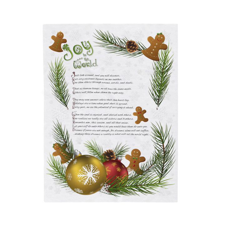 It's Just a Phrase Velveteen Plush Blanket - Gingerbread Design with Acrostic Poem "Joy to the World" - Gingerbread