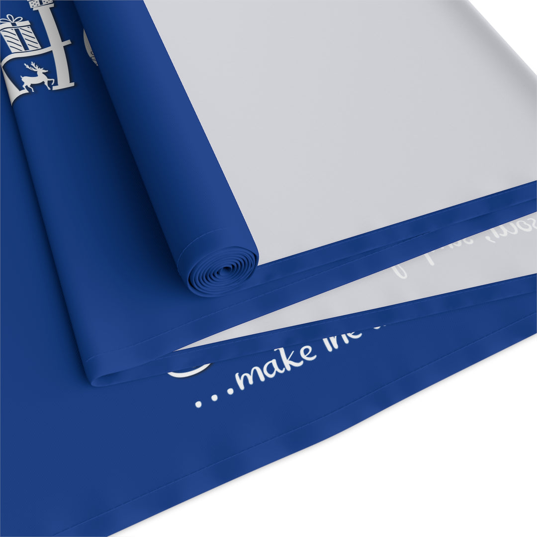 Happy Holidays Acrostic Poem Table Runner - Blue-Ornaments