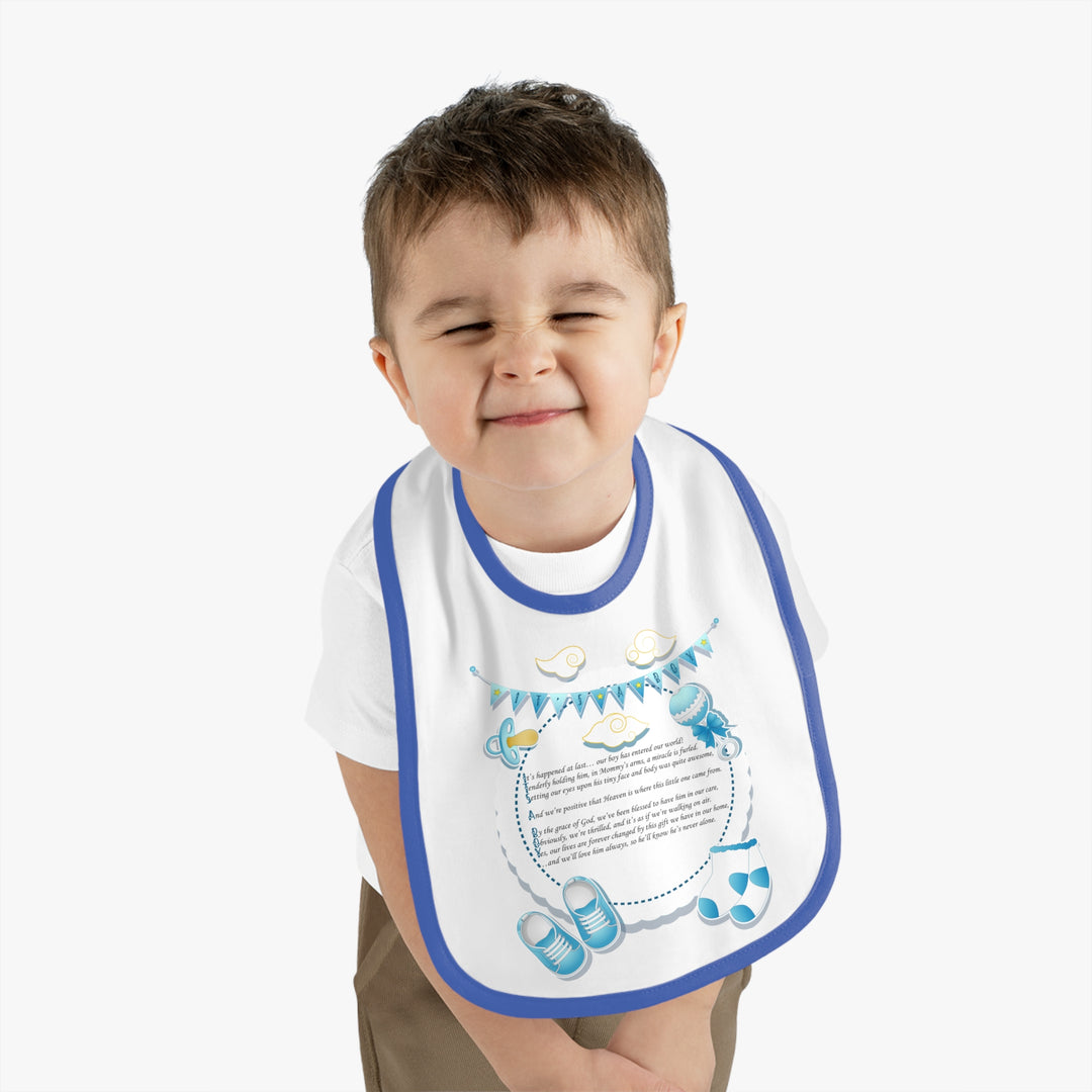 Baby Steps Acrostic Poem - Contrast Trim Jersey Bib - "It's a Boy" - Baby Items