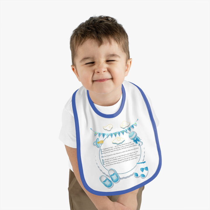 Baby Steps Acrostic Poem - Contrast Trim Jersey Bib - "It's a Boy" - Baby Items