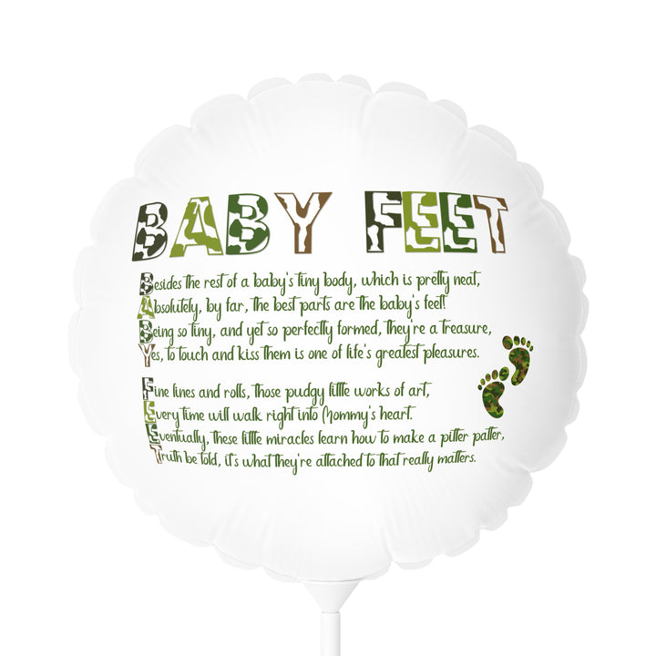 Baby Feet 11" Acrostic Poem Balloon - Camo - No Personalization
