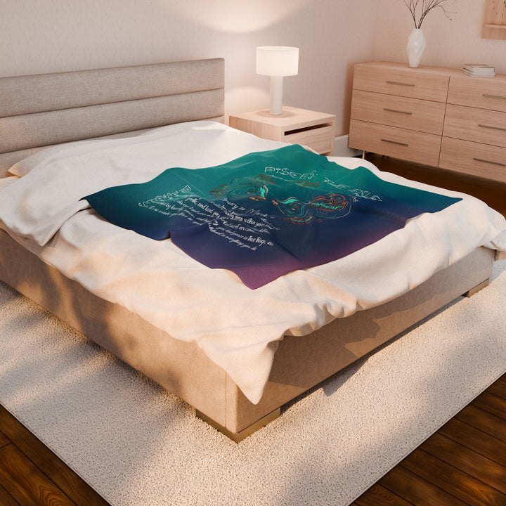 Pisces Acrostic Poem Velveteen Plush Blanket - Colored