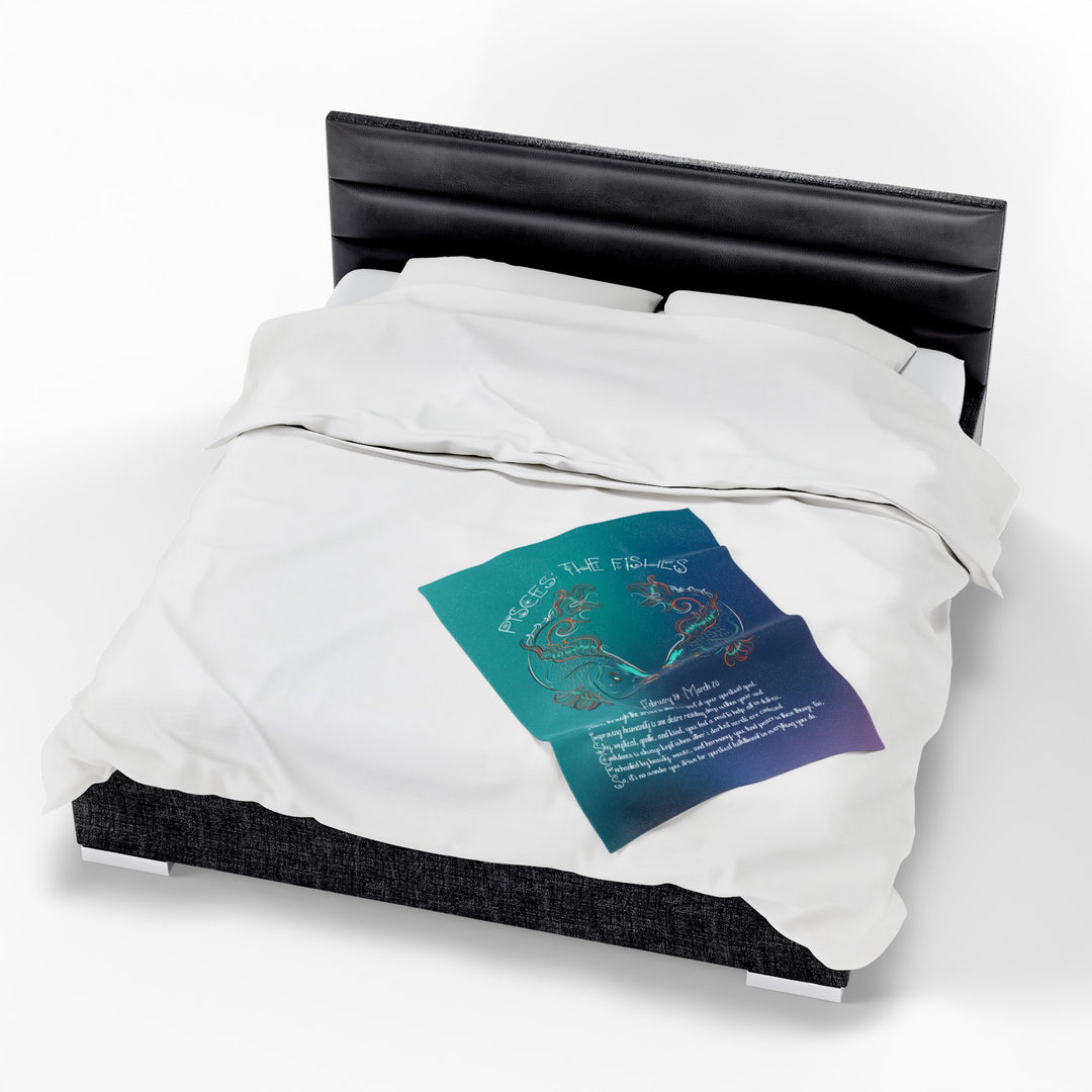 Pisces Acrostic Poem Velveteen Plush Blanket - Colored