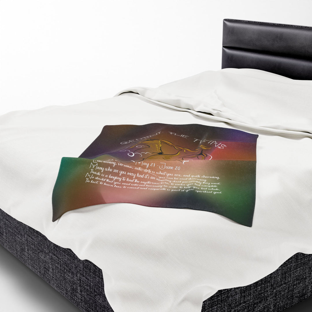 Gemini Acrostic Poem Velveteen Plush Blanket - Colored