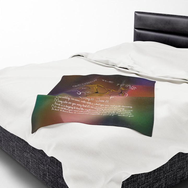 Gemini Acrostic Poem Velveteen Plush Blanket - Colored