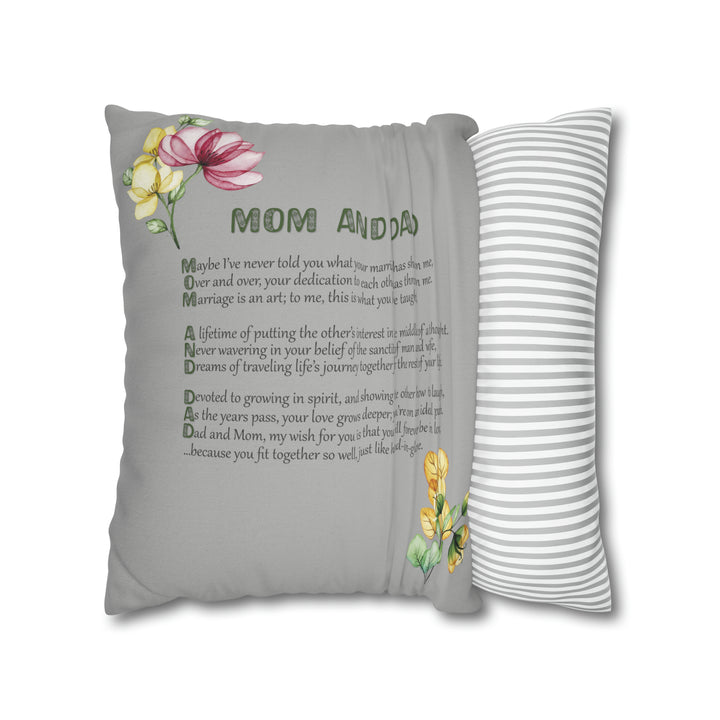 It's Just a Phrase "Mom and Dad" Acrostic Poem Grey Pillow Case/Cover