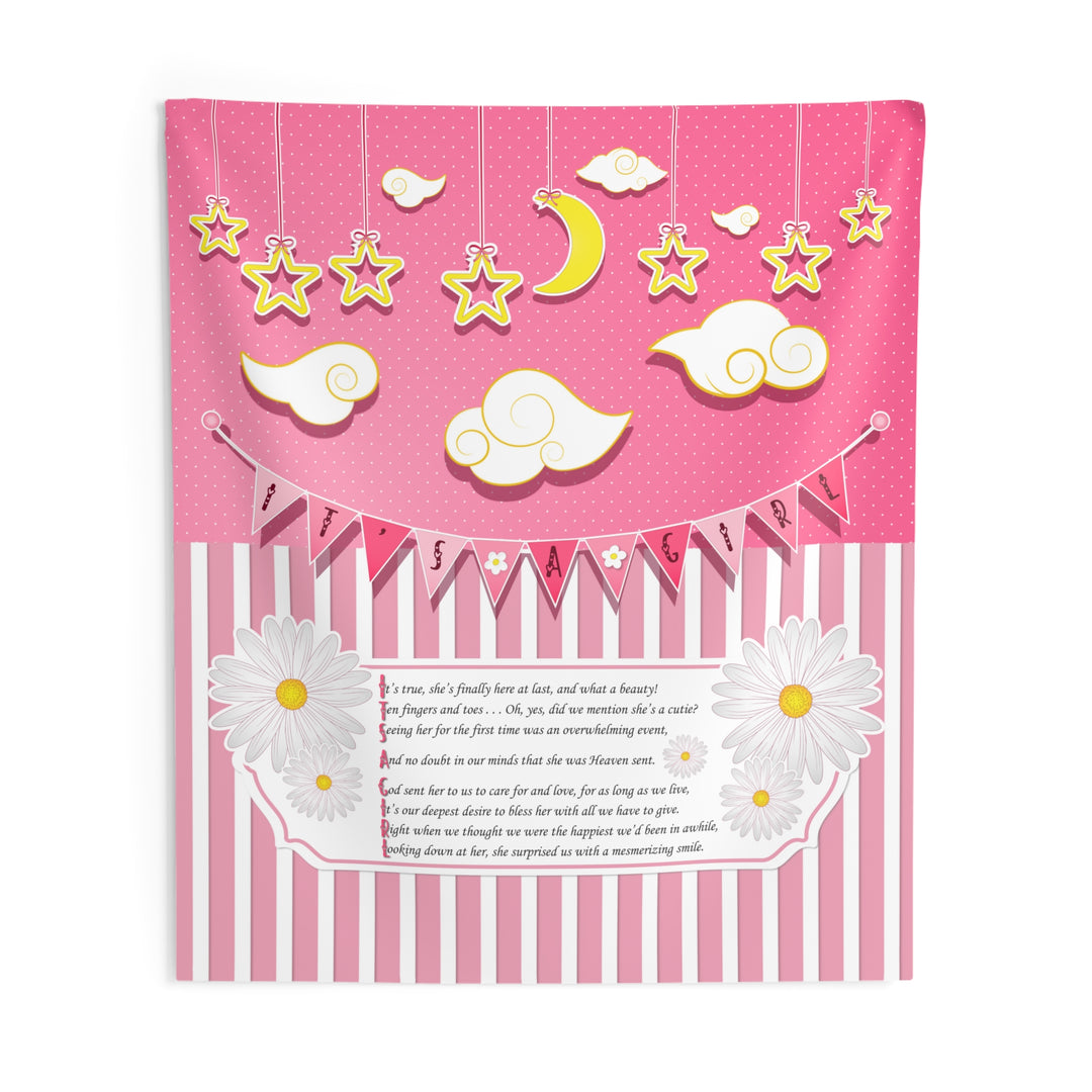 Baby Steps "It's a Girl" Baby Shower Indoor Wall Tapestry/Backdrop