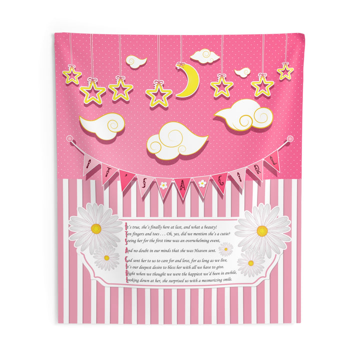 Baby Steps "It's a Girl" Baby Shower Indoor Wall Tapestry/Backdrop