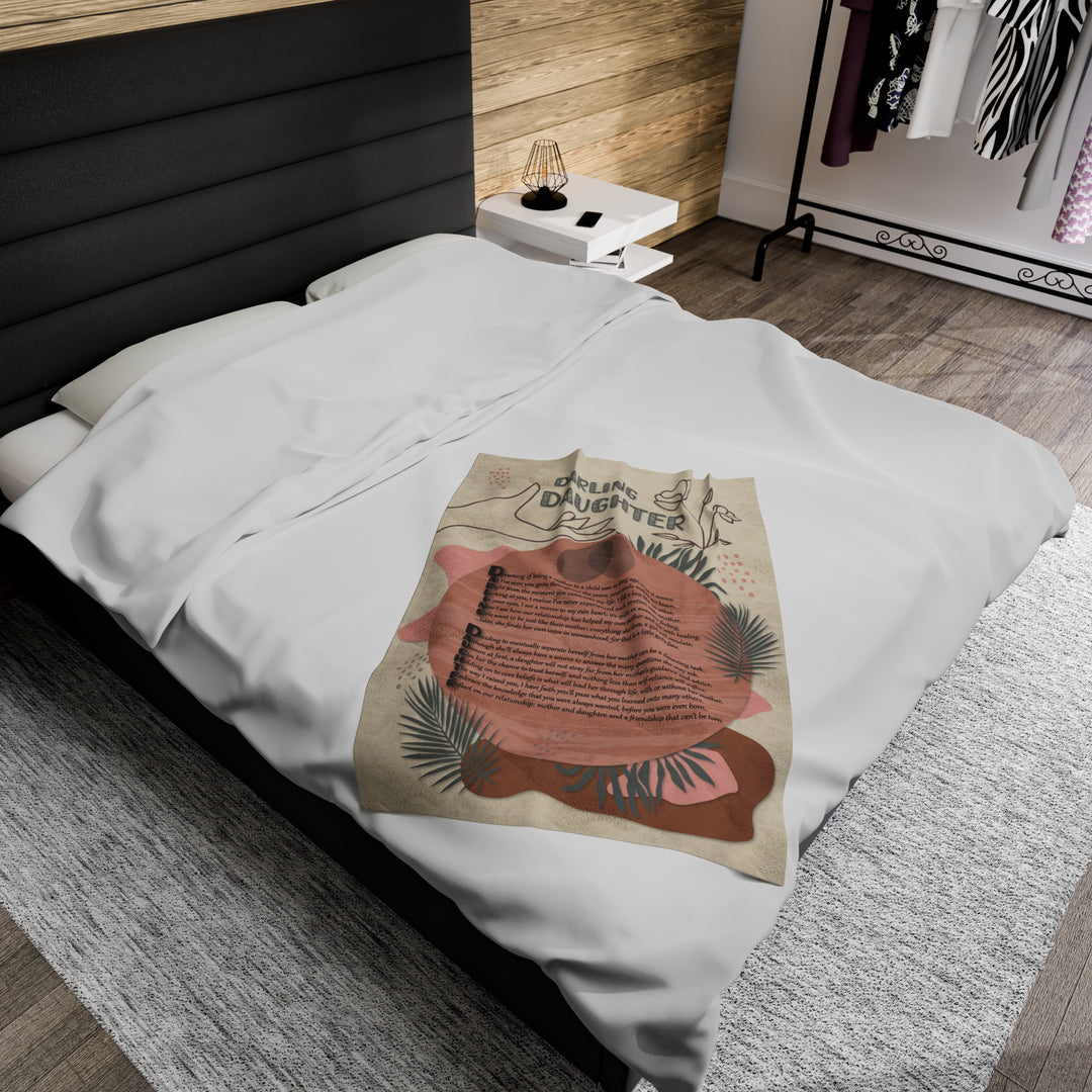It's Just a Phrase Velveteen Plush Blanket with Acrostic Poem "Darling Daughter" - Boho Design