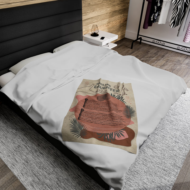 It's Just a Phrase Velveteen Plush Blanket with Acrostic Poem "Darling Daughter" - Boho Design